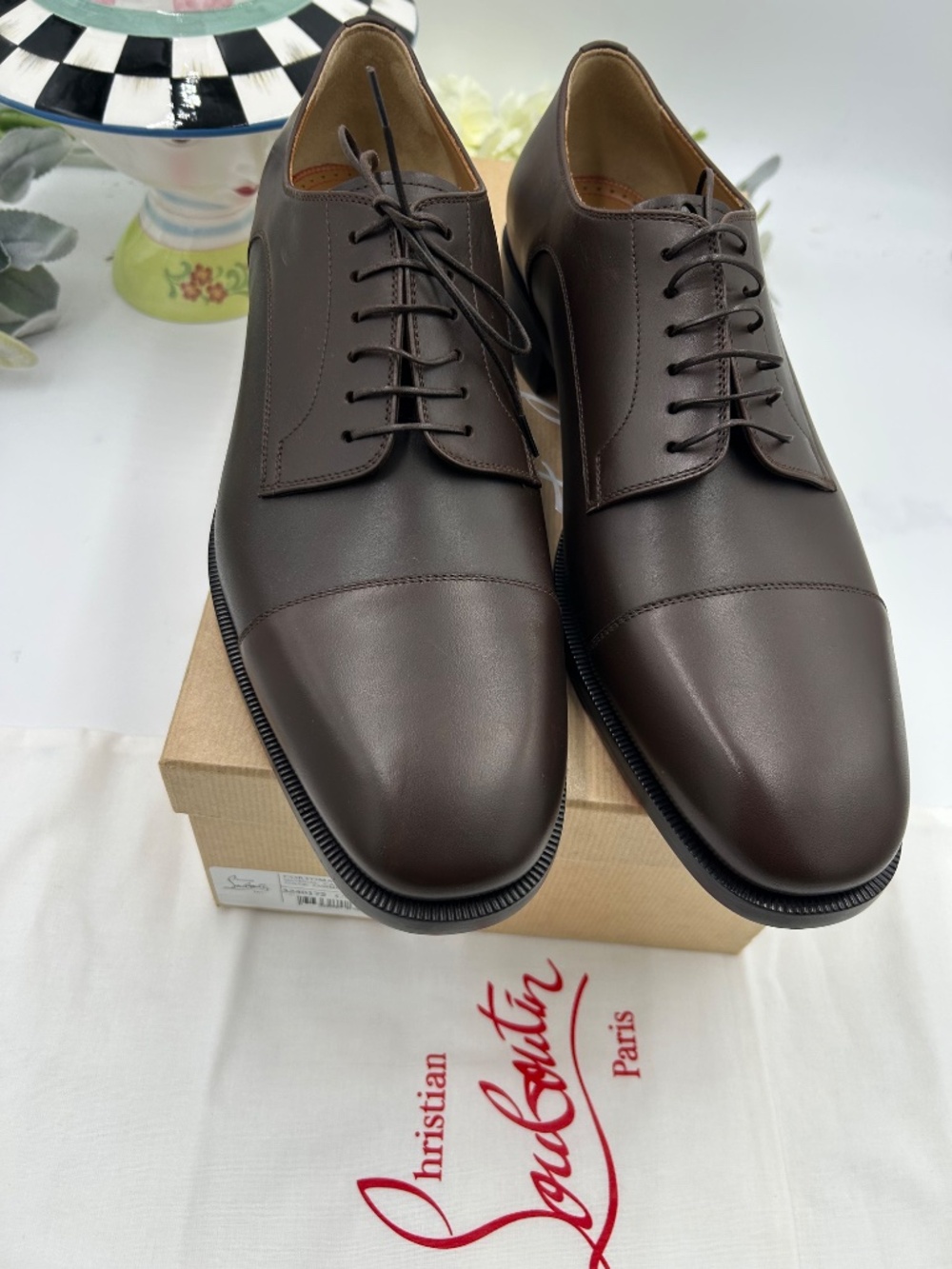 Men’s Christian Louboutin CORTOMALE Brown lace-up Oxford. Size 45/12 - Picture 4 of 11